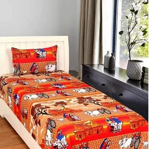 Hiyanshi Home Furnishing Multicolor 1 Bedsheet With 1 Pillow Cover