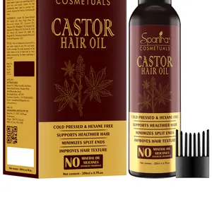 Spantra Castor Hair Oil Improves Hair Texture Minimizes Split Ends Healthier Scalp and Hair Sweet Almond Oil Jojoba Oil Olive Oil Moroccan Argan Oil Enriched 200 ml Pack of 1